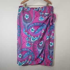 Mlle Gabrielle Pink and Blue Skirt Floral Sarong 3X